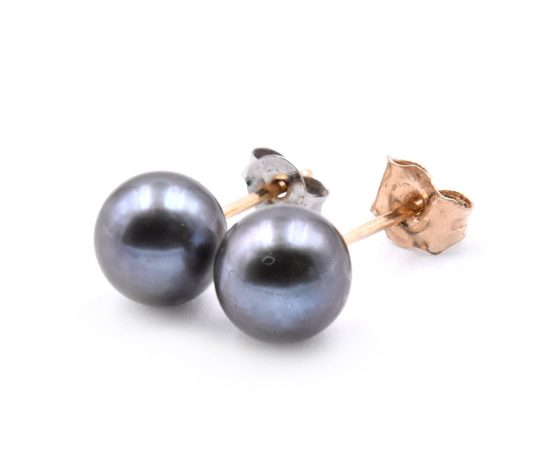 14 Karat Yellow Gold Tahitian Pearl Stud Earrings