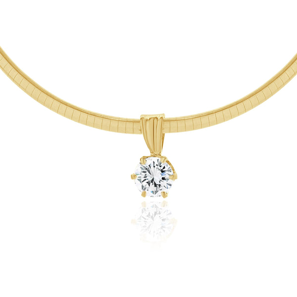 14 Karat Yellow Gold Diamond Solitaire Slide Necklace