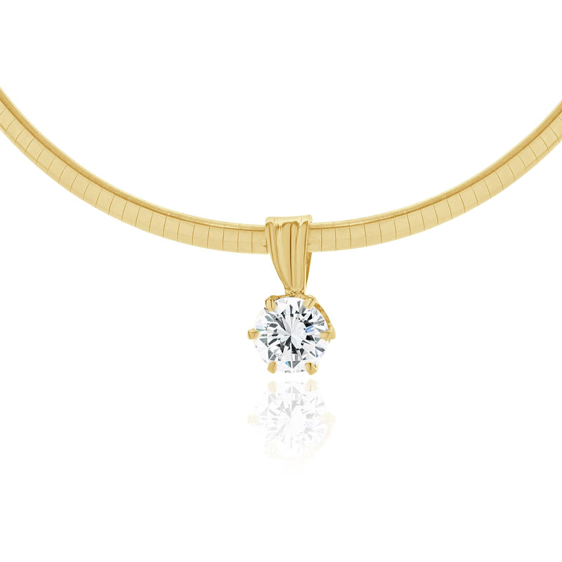 14 Karat Yellow Gold Diamond Solitaire Slide Necklace