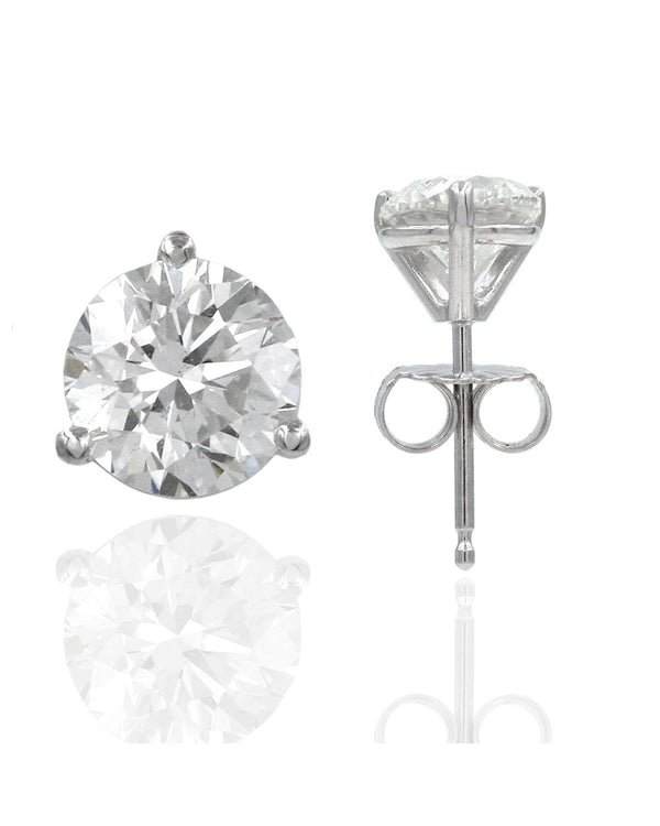 Round Brilliant Cut Diamond Martini Stud Earrings in 18/14KW