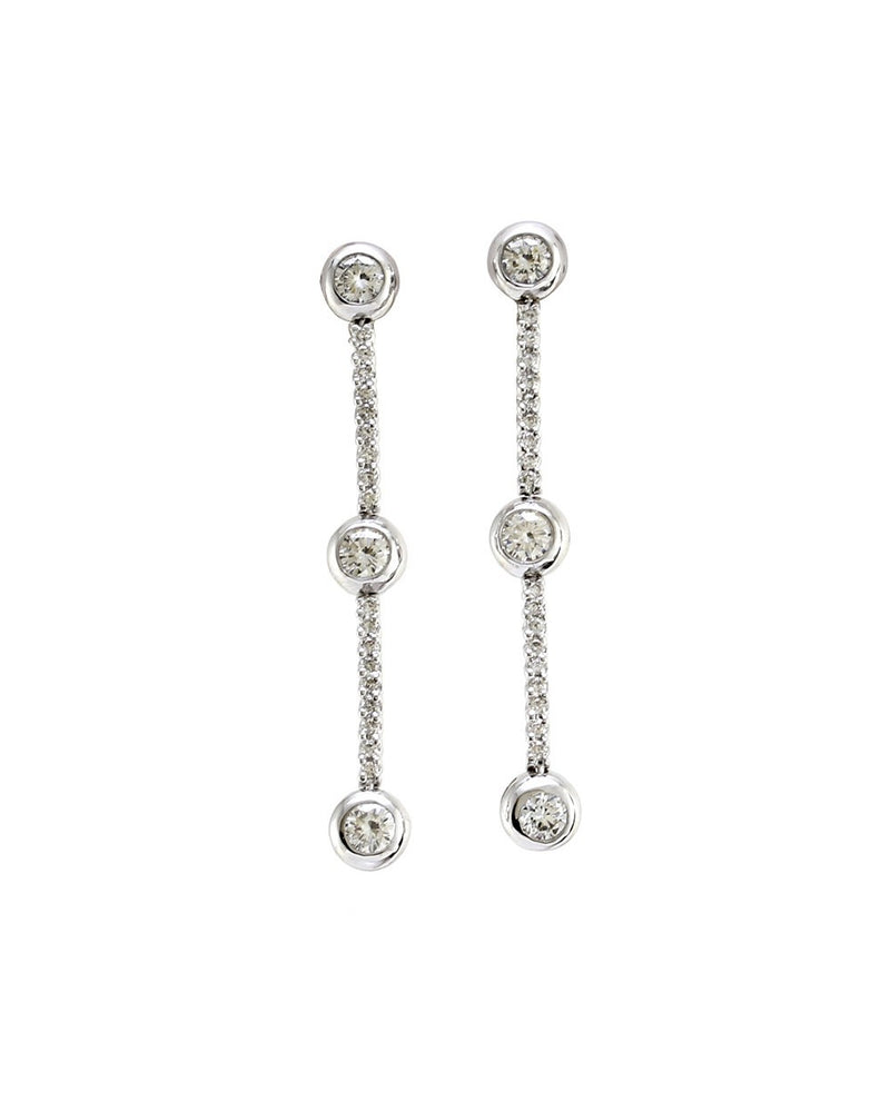 Bezel Station Diamond Bar Drop Earrings