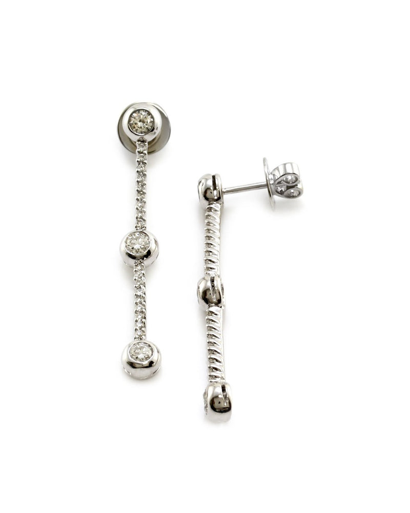 Bezel Station Diamond Bar Drop Earrings