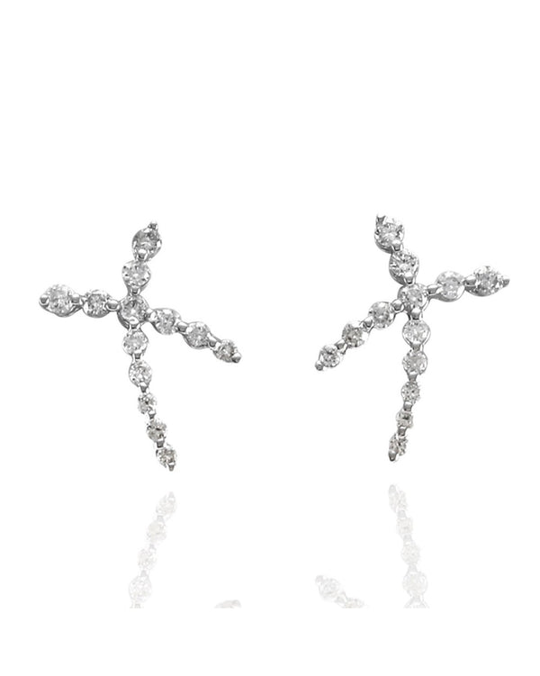 Diamond Criss Cross Earrings in White Gold