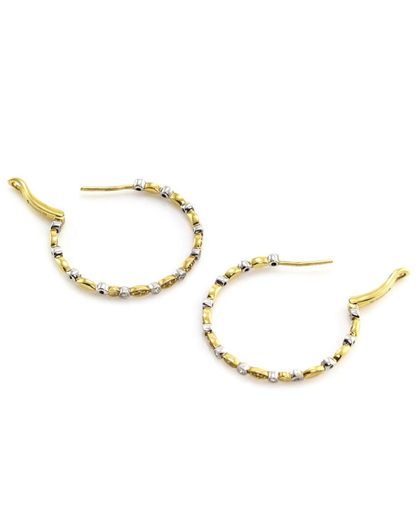 Hidalgo Yellow and White Diamond Inside Outside Hoop Earrings in White & Yellow Gold