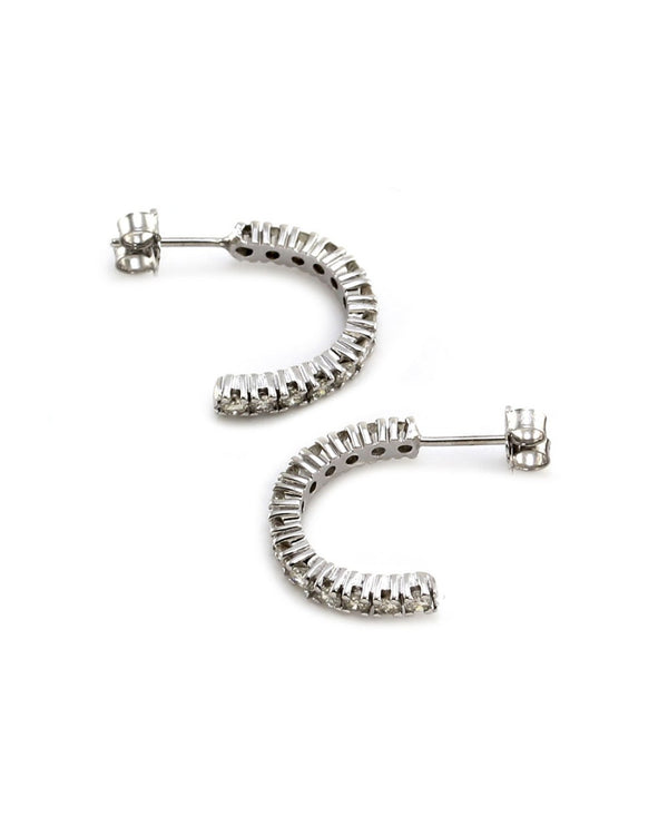 Diamond Half Hoop Earrings in White Gold