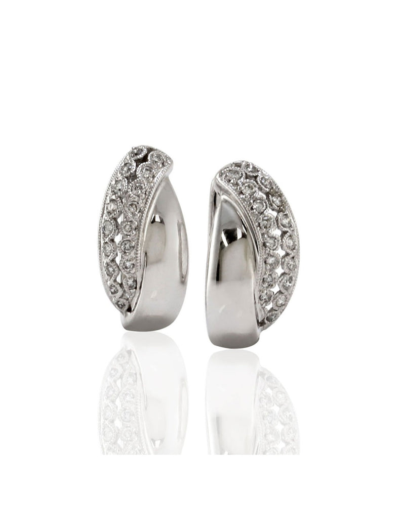 Diamond Pave Oval Hoops in Gold