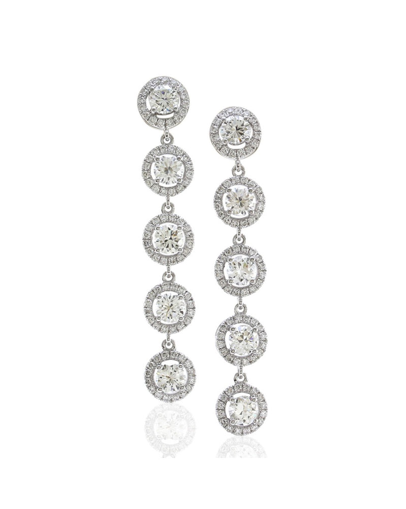 Diamond Halo Drop Earrings in Gold