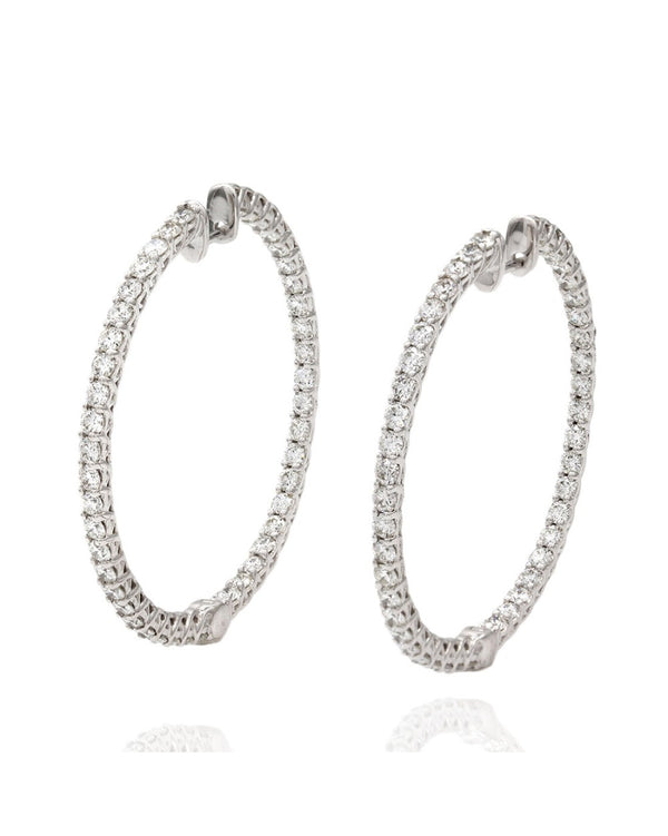 Diamond Inside-Outside Hoop Earrings in Gold