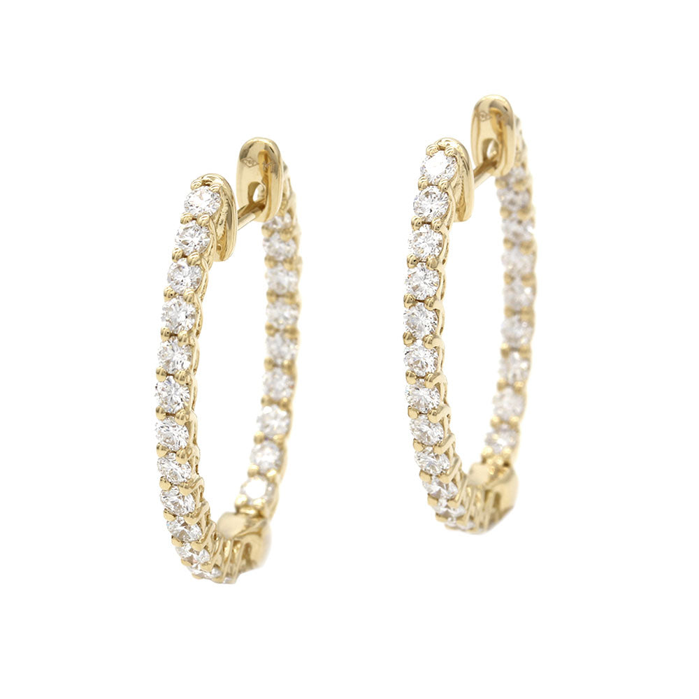 Diamond Inside-Outside Hoop Earrings in Gold