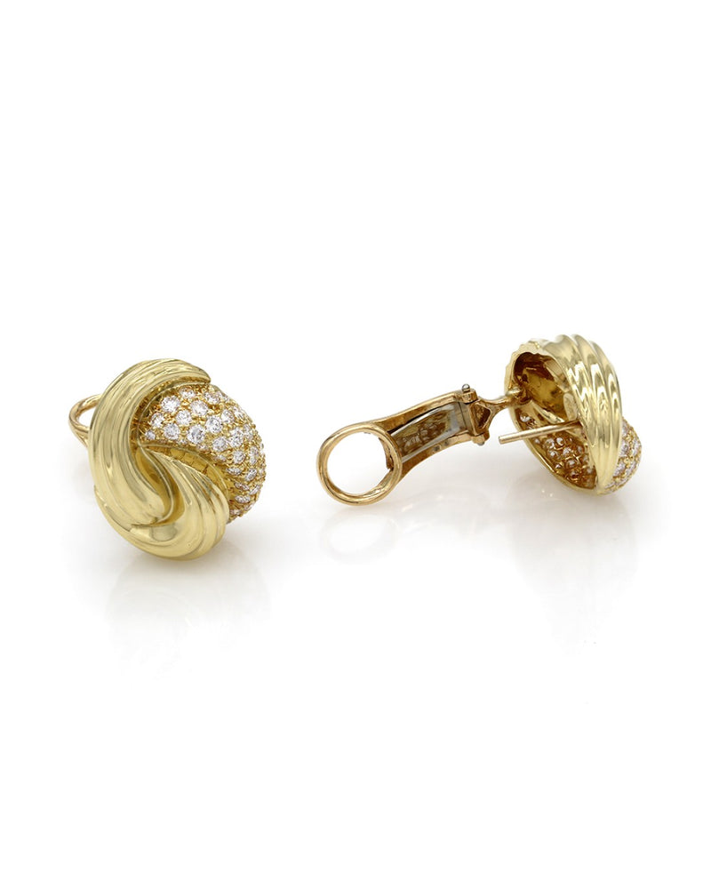 Henry Dunay Diamond and Gold Knot Earrings