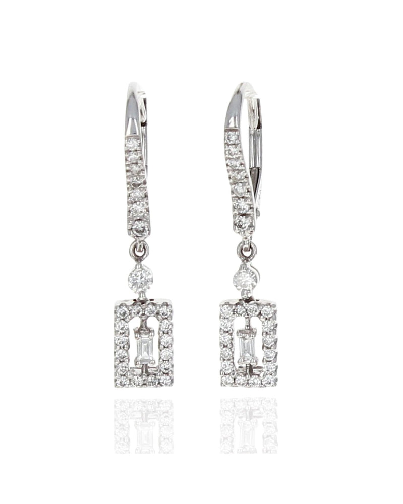 Diamond Square Halo Drop Earrings