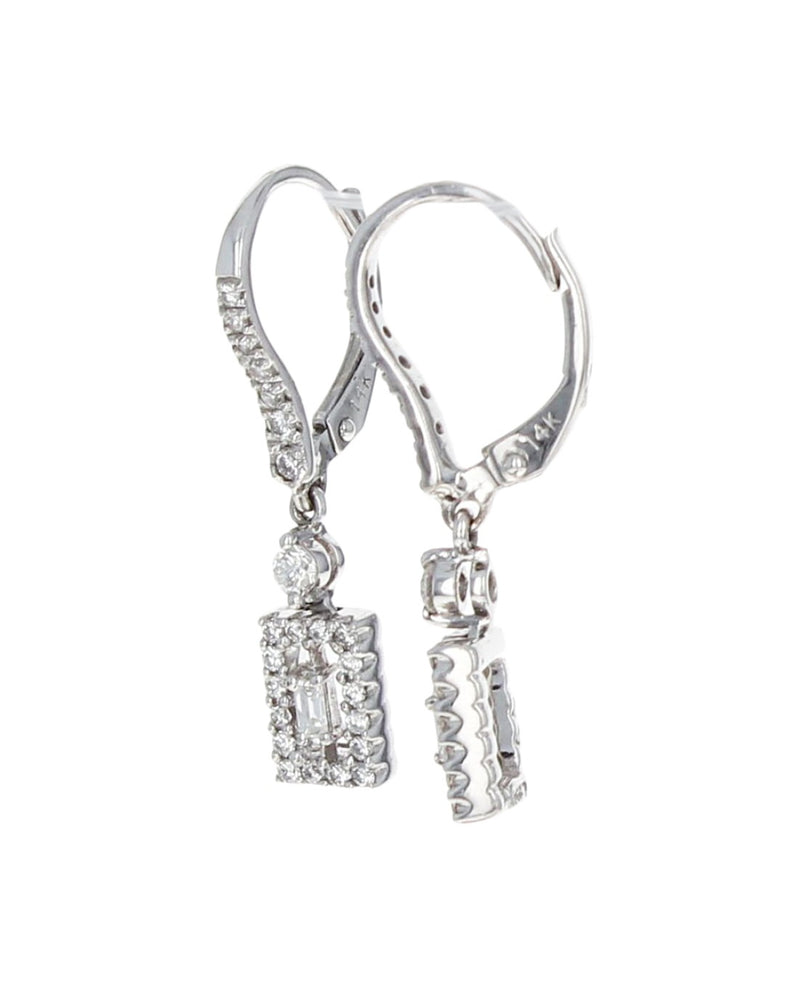 Diamond Square Halo Drop Earrings