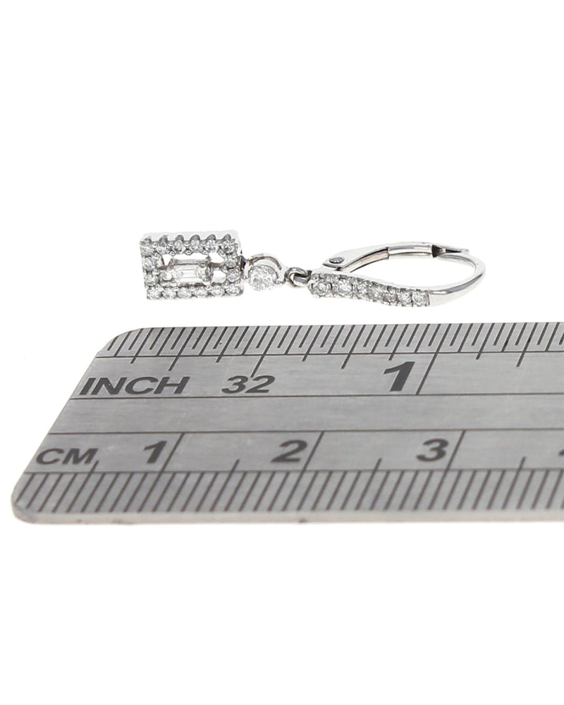 Diamond Square Halo Drop Earrings