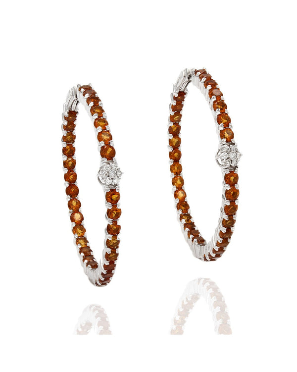 Citrine Inside Outside Hoop Earrings in Gold