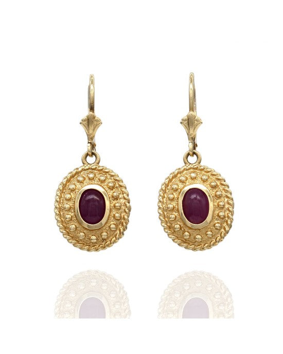 Ruby Drop Earrings in Gold