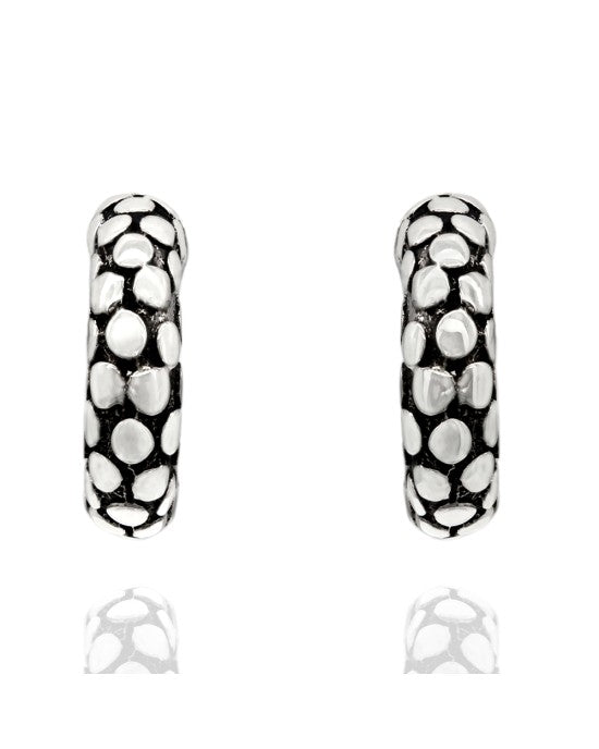 Hardy Dot Half Hoop Earrings in Silver