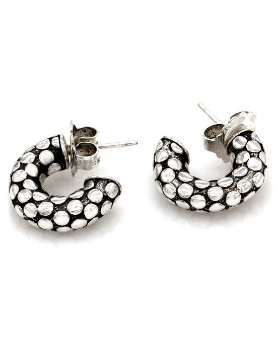 Hardy Dot Half Hoop Earrings in Silver