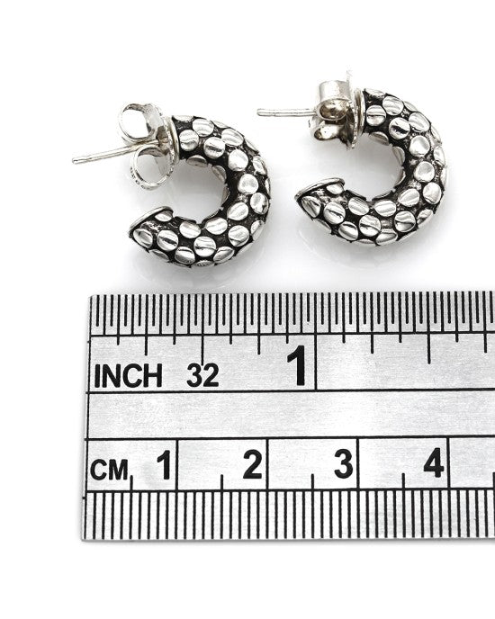 Hardy Dot Half Hoop Earrings in Silver