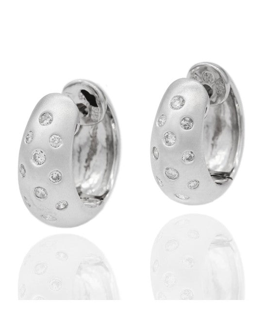 Diamond Huggie Earrings in White Gold