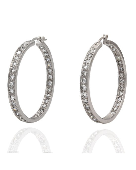 Diamond Hoop Earrings in Gold