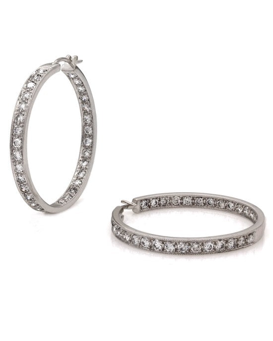 Diamond Hoop Earrings in Gold