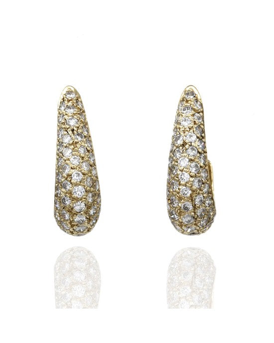 Pave Diamond J Earrings in Yellow Gold