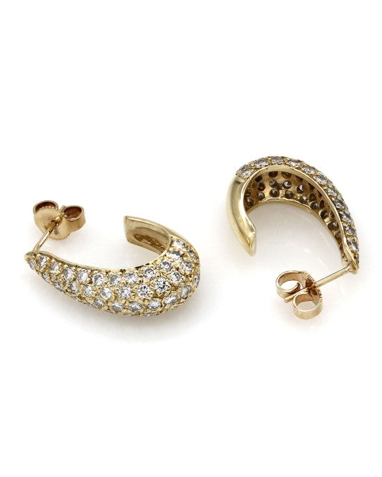 Pave Diamond J Earrings in Yellow Gold