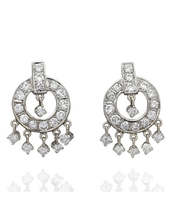 14KW Diamond Circle Dangle Earrings