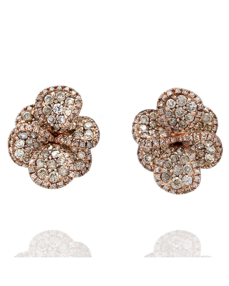 14KR Diamond Flower Earrings