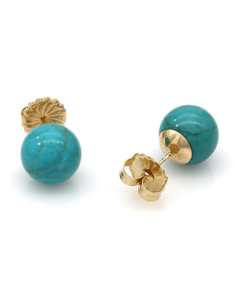 14KY Turquoise Ball Stud Earrings