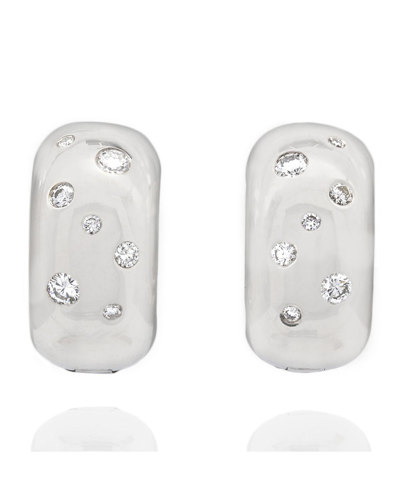 Diamond Huggie Earrings in White Gold