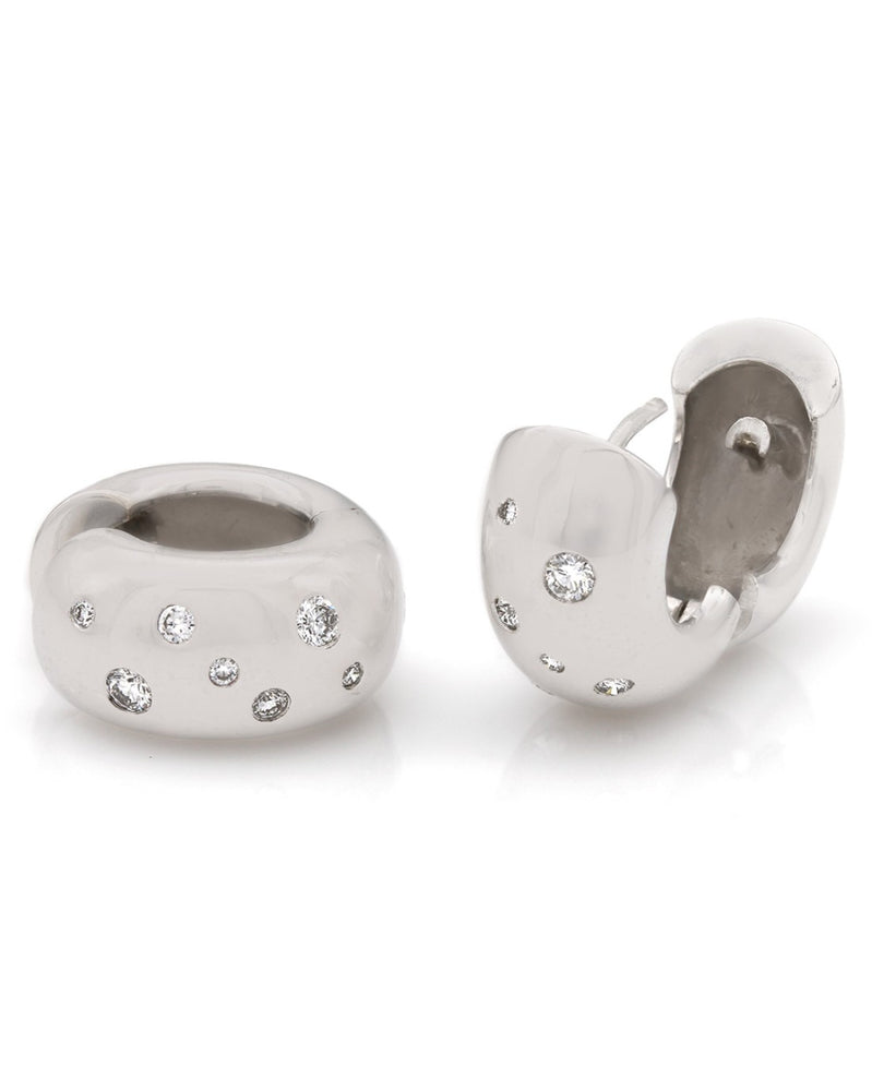 Diamond Huggie Earrings in White Gold