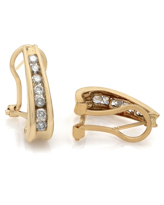 Diamond J Earrings in 14K Yellow Gold