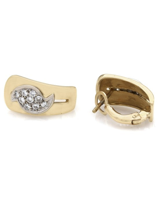 Pave Diamond Fashion Earrings in Two-Tone 14k Yellow and White Gold