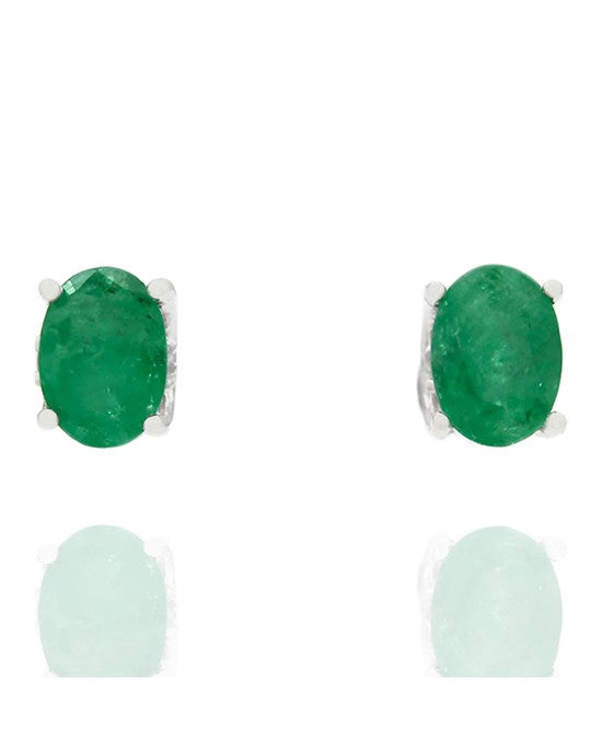 Emerald Stud Earrings In 14K
