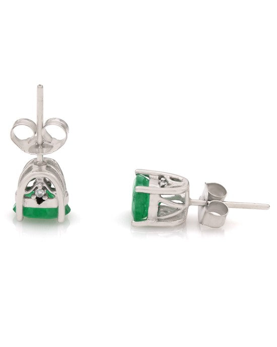 Emerald Stud Earrings In 14K