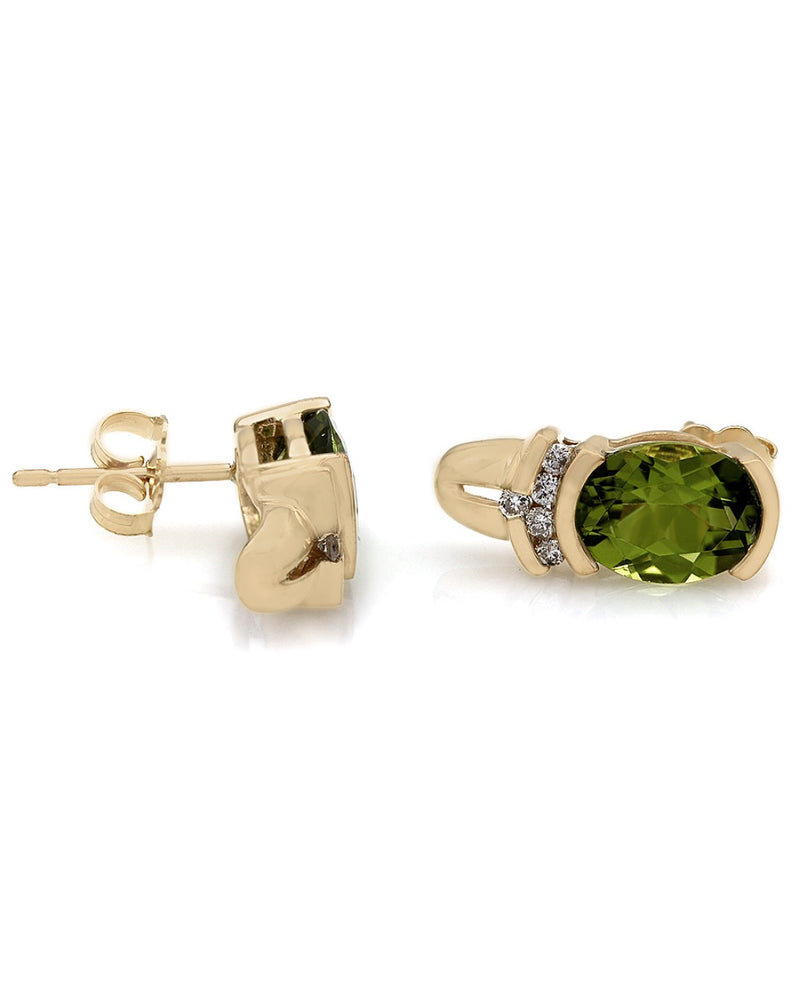 Peridot and Diamond Fashion Earrings