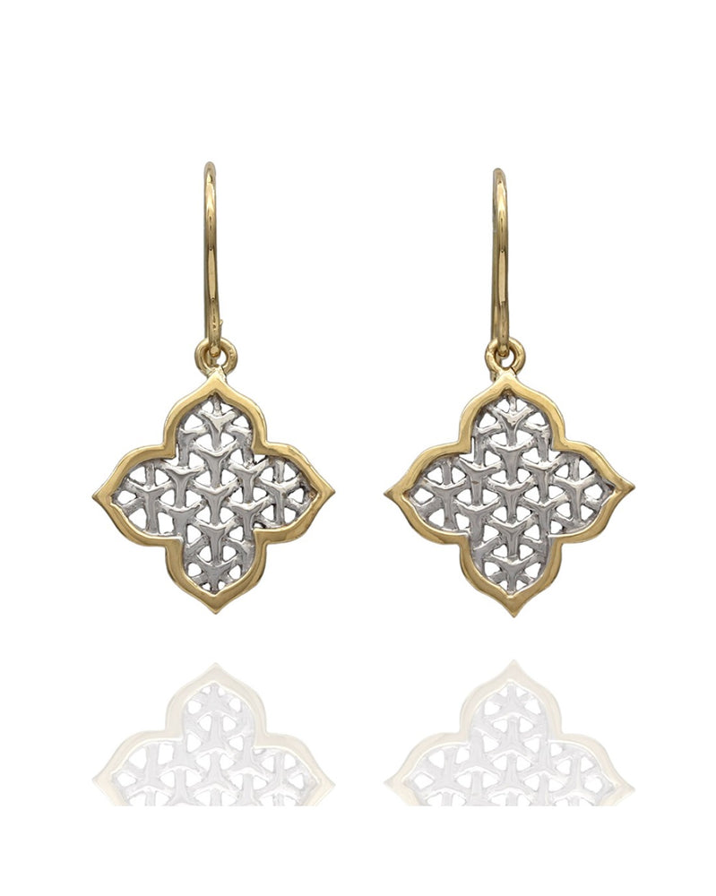 2 Tone Quatrefoil Drop Earrings