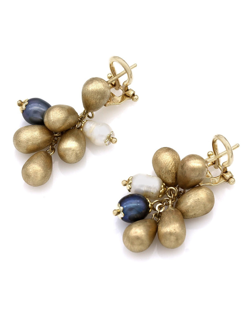 Ball and Pear Drop Dangle Earrings in Gold