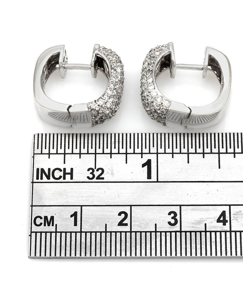 Diamond Pave Huggie Earrings in White Gold