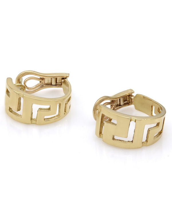 Descending Greek Key Half Hoop Earrings