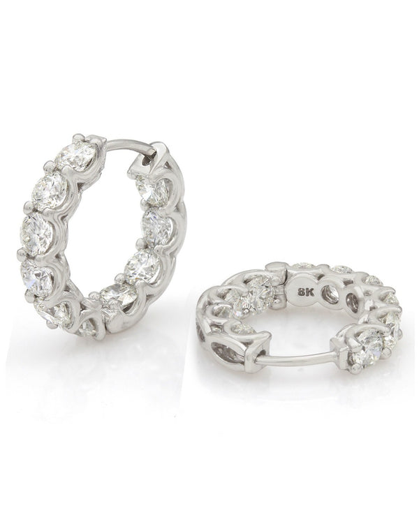 18K Diamond Inside-Outside Hoop Earrings