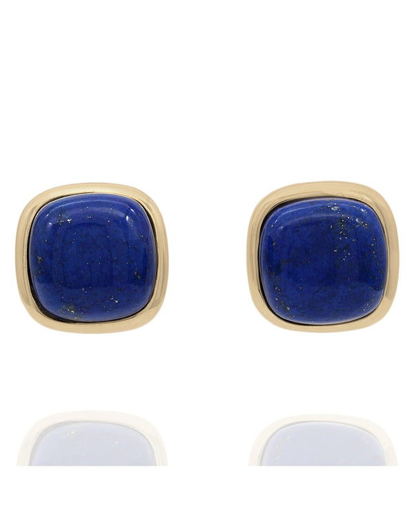 Square Lapis Cabochon Earrings