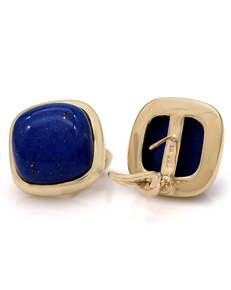 Square Lapis Cabochon Earrings