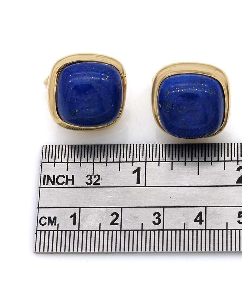 Square Lapis Cabochon Earrings