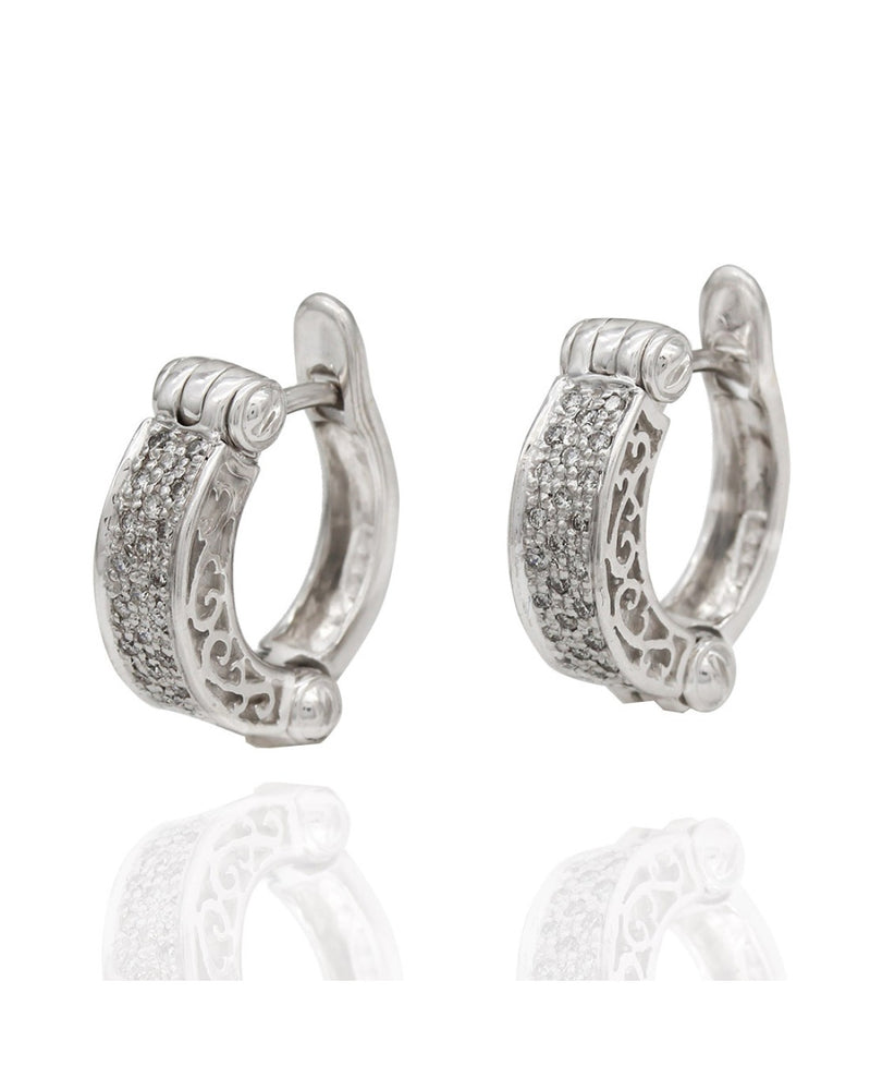 Diamond Pave Huggie Earrings in Gold