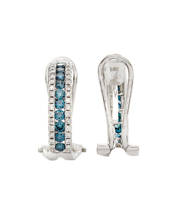 Irradiated Blue and White Diamond Earrings