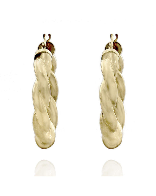 Medium Twisted Hoop Earrings in Gold