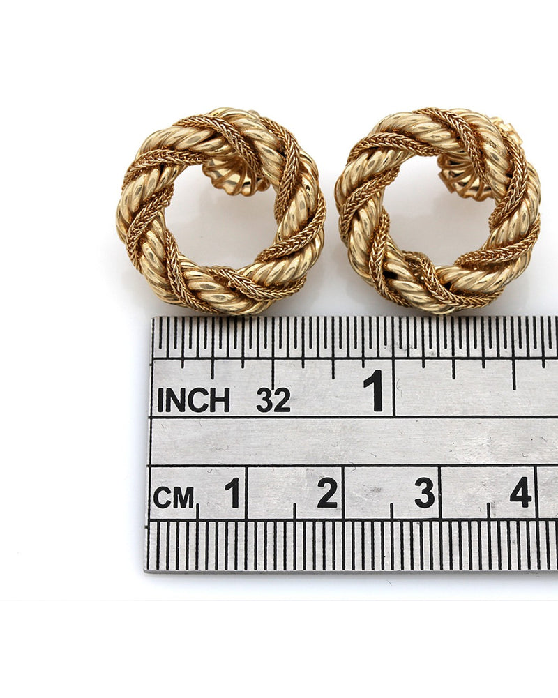 Wheat Chain Wrapped Circle Earrings