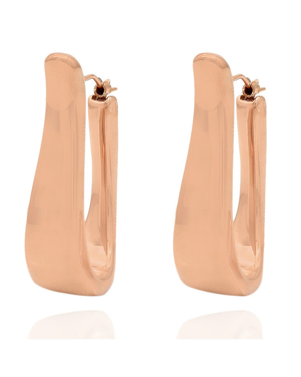 Elongated J Earrings in Rose Gold